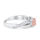 Infinity Shank Wedding Ring Round Simulated Cubic Zirconia 925 Sterling Silver