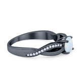 Infinity Shank Wedding Ring Round Simulated Cubic Zirconia 925 Sterling Silver