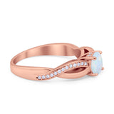 Infinity Shank Wedding Ring Round Simulated Cubic Zirconia 925 Sterling Silver