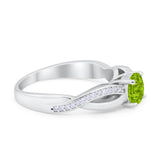 Infinity Shank Wedding Ring Round Simulated Cubic Zirconia 925 Sterling Silver