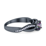 Infinity Shank Wedding Ring Round Simulated Cubic Zirconia 925 Sterling Silver