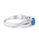 Infinity Shank Wedding Ring Round Simulated Cubic Zirconia 925 Sterling Silver