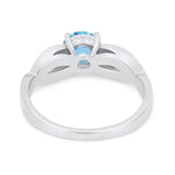 Infinity Shank Wedding Ring Round Simulated Cubic Zirconia 925 Sterling Silver