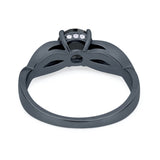 Infinity Shank Wedding Ring Round Simulated Cubic Zirconia 925 Sterling Silver