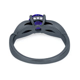 Infinity Shank Wedding Ring Round Simulated Cubic Zirconia 925 Sterling Silver