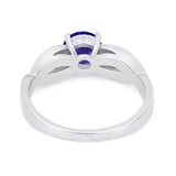 Infinity Shank Wedding Ring Round Simulated Cubic Zirconia 925 Sterling Silver