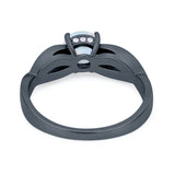 Infinity Shank Wedding Ring Round Simulated Cubic Zirconia 925 Sterling Silver