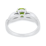 Infinity Shank Wedding Ring Round Simulated Cubic Zirconia 925 Sterling Silver