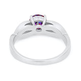 Infinity Shank Wedding Ring Round Simulated Cubic Zirconia 925 Sterling Silver