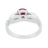 Infinity Shank Wedding Ring Round Simulated Cubic Zirconia 925 Sterling Silver
