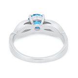 Infinity Shank Wedding Ring Round Simulated Cubic Zirconia 925 Sterling Silver