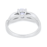 Infinity Shank Wedding Ring Round Simulated Cubic Zirconia 925 Sterling Silver