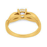 Infinity Shank Wedding Ring Round Simulated Cubic Zirconia 925 Sterling Silver