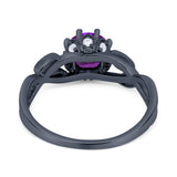 Floral Infnity Shank Engaement Ring Round Cubic Zirconia 925 Sterling Silver (7mm)