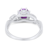 Floral Infnity Shank Wedding Engaement Ring Round Cubic Zirconia 925 Sterling Silver