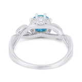 Floral Infnity Shank Wedding Engaement Ring Round Cubic Zirconia 925 Sterling Silver