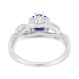 Floral Infnity Shank Wedding Engaement Ring Round Cubic Zirconia 925 Sterling Silver