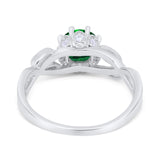 Floral Infnity Shank Wedding Engaement Ring Round Cubic Zirconia 925 Sterling Silver