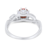 Floral Infnity Shank Wedding Engaement Ring Round Cubic Zirconia 925 Sterling Silver