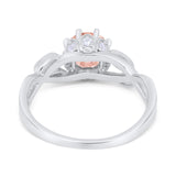 Floral Infnity Shank Wedding Engaement Ring Round Cubic Zirconia 925 Sterling Silver