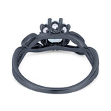 Floral Infnity Shank Engaement Ring Round Cubic Zirconia 925 Sterling Silver (7mm)