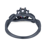 Floral Infnity Shank Engaement Ring Round Cubic Zirconia 925 Sterling Silver (7mm)