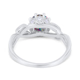 Floral Infnity Shank Wedding Engaement Ring Round Cubic Zirconia 925 Sterling Silver