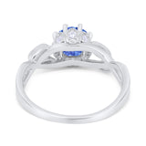 Floral Infnity Shank Wedding Engaement Ring Round Cubic Zirconia 925 Sterling Silver