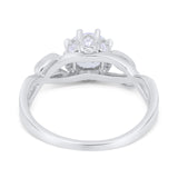 Floral Infnity Shank Wedding Engaement Ring Round Cubic Zirconia 925 Sterling Silver