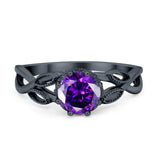 Floral Infnity Shank Engaement Ring Round Cubic Zirconia 925 Sterling Silver (7mm)