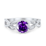 Floral Infnity Shank Wedding Engaement Ring Round Cubic Zirconia 925 Sterling Silver