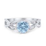 Floral Infnity Shank Wedding Engaement Ring Round Cubic Zirconia 925 Sterling Silver