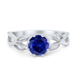 Floral Infnity Shank Wedding Engaement Ring Round Cubic Zirconia 925 Sterling Silver