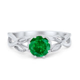 Floral Infnity Shank Wedding Engaement Ring Round Cubic Zirconia 925 Sterling Silver