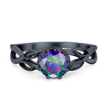 Floral Infnity Shank Engaement Ring Round Cubic Zirconia 925 Sterling Silver (7mm)