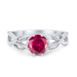 Floral Infnity Shank Wedding Engaement Ring Round Cubic Zirconia 925 Sterling Silver