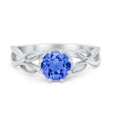 Floral Infnity Shank Wedding Engaement Ring Round Cubic Zirconia 925 Sterling Silver