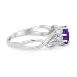 Floral Infnity Shank Wedding Engaement Ring Round Cubic Zirconia 925 Sterling Silver