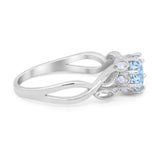 Floral Infnity Shank Wedding Engaement Ring Round Cubic Zirconia 925 Sterling Silver