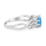 Floral Infnity Shank Wedding Engaement Ring Round Cubic Zirconia 925 Sterling Silver