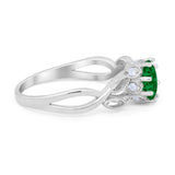 Floral Infnity Shank Wedding Engaement Ring Round Cubic Zirconia 925 Sterling Silver