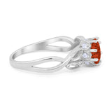 Floral Infnity Shank Wedding Engaement Ring Round Cubic Zirconia 925 Sterling Silver