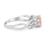 Floral Infnity Shank Wedding Engaement Ring Round Cubic Zirconia 925 Sterling Silver