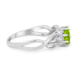 Floral Infnity Shank Wedding Engaement Ring Round Cubic Zirconia 925 Sterling Silver