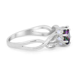 Floral Infnity Shank Wedding Engaement Ring Round Cubic Zirconia 925 Sterling Silver