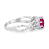 Floral Infnity Shank Wedding Engaement Ring Round Cubic Zirconia 925 Sterling Silver