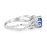 Floral Infnity Shank Wedding Engaement Ring Round Cubic Zirconia 925 Sterling Silver