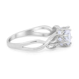 Floral Infnity Shank Wedding Engaement Ring Round Cubic Zirconia 925 Sterling Silver