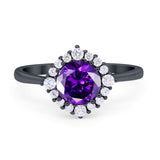 Floral Art Deco Wedding Engagement Bridal Ring Round Cubic Zirconia 925 Sterling Silver