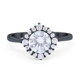Floral Art Deco Wedding Engagement Bridal Ring Round Cubic Zirconia 925 Sterling Silver